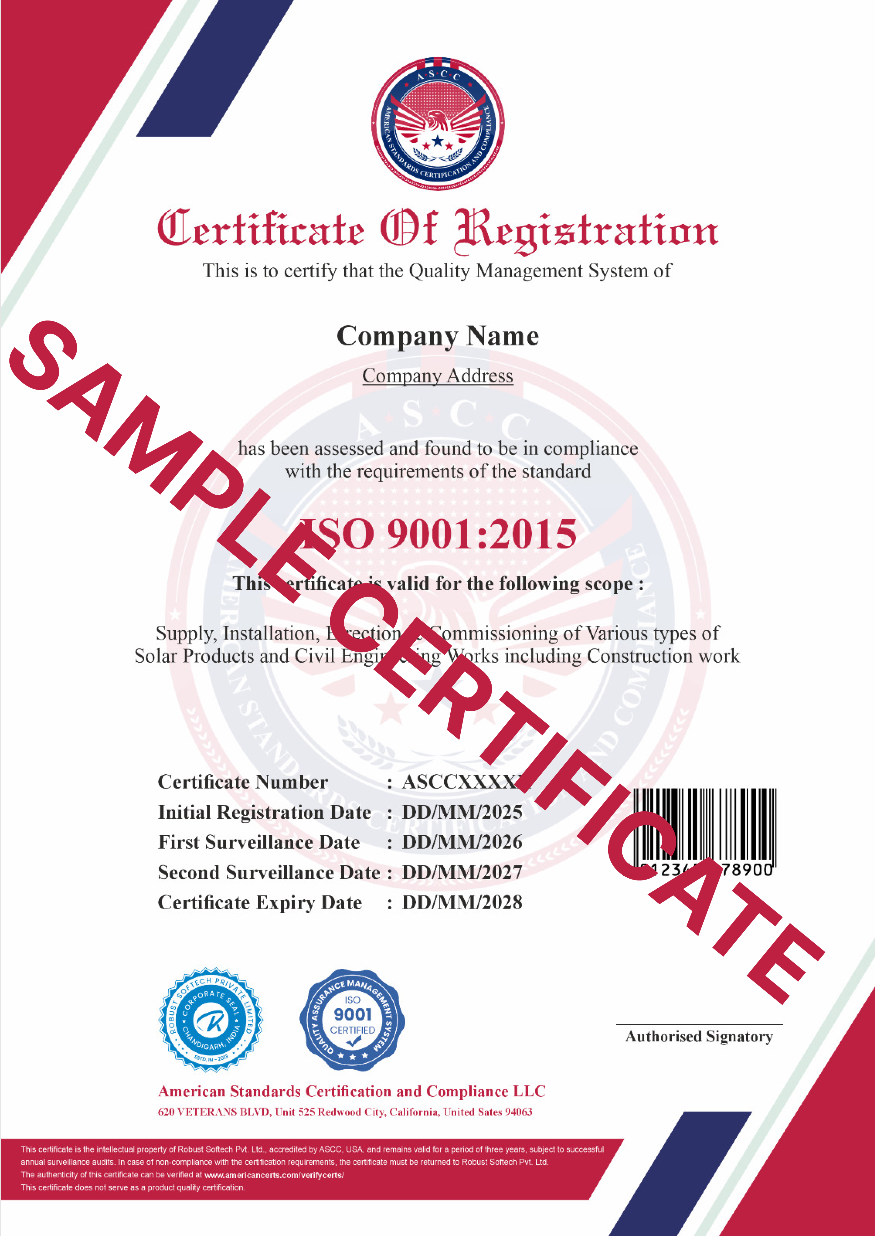 Sample ISO Certificate
